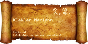 Klekler Mariann névjegykártya