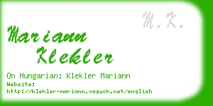 mariann klekler business card
